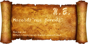 Mozolányi Bennó névjegykártya